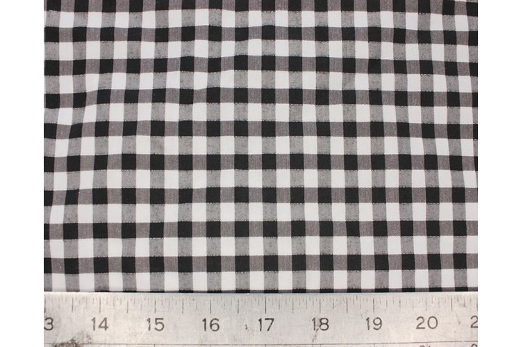 Black Gingham 1/4 inch Medium Polycotton 20% Cotton, 80% Polyester 112cm Wide 