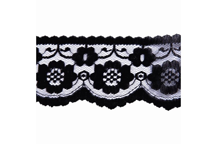 Black Nylon Lace Trim 65mm Wide