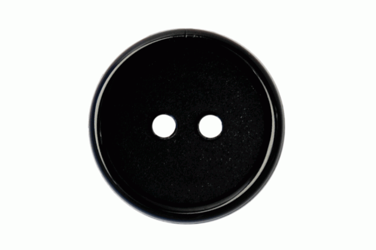 Black Edged Resin, 16mm 2 Hole Button