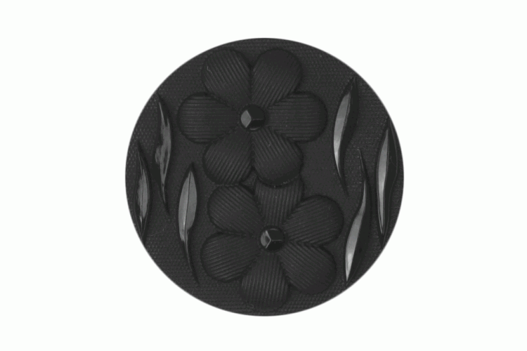 Black Resin Flower Imprint, 20mm Shank Button