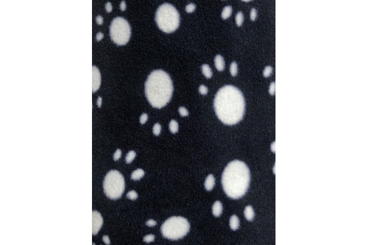 Black/White Paw Print Fleece Fabric
