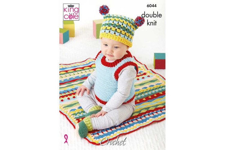 Blanket - Tank Top - Hat Booties - Crocheted in DK - 6044