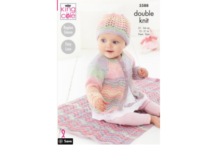Blanket, Matinee Coat, Cardigan & Hat: Knitted in Beaches DK 5588