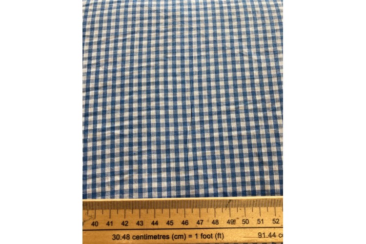 Blue Gingham 1/8 inch Small Polycotton 20% Cotton, 80% Polyester 112cm Wide 