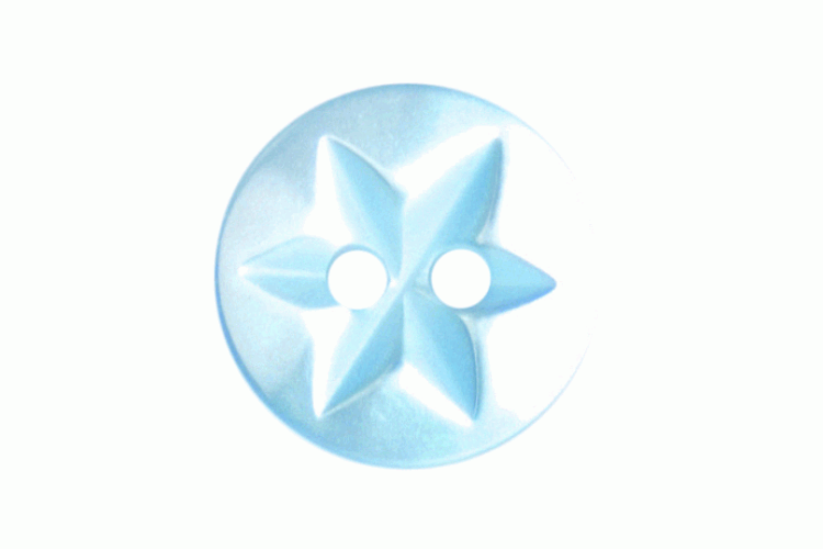 Blue Resin, 13mm Star Imprint 2 Hole Button