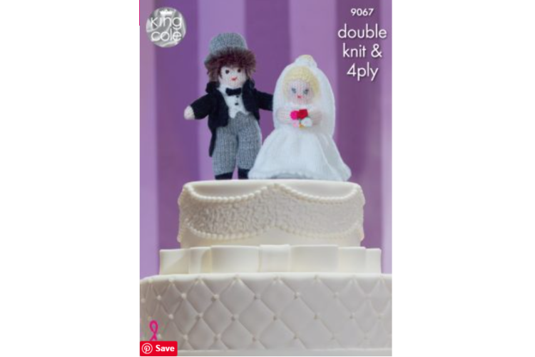 Bride & Groom Cake Toppers knitted with Dollymix DK, Moments & Big Value Baby 4ply - 9067