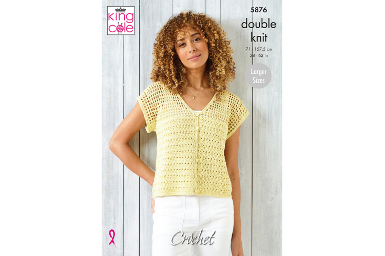 Button-up Top & Cardigan Crocheted in Finesse Cotton Silk DK - 5876