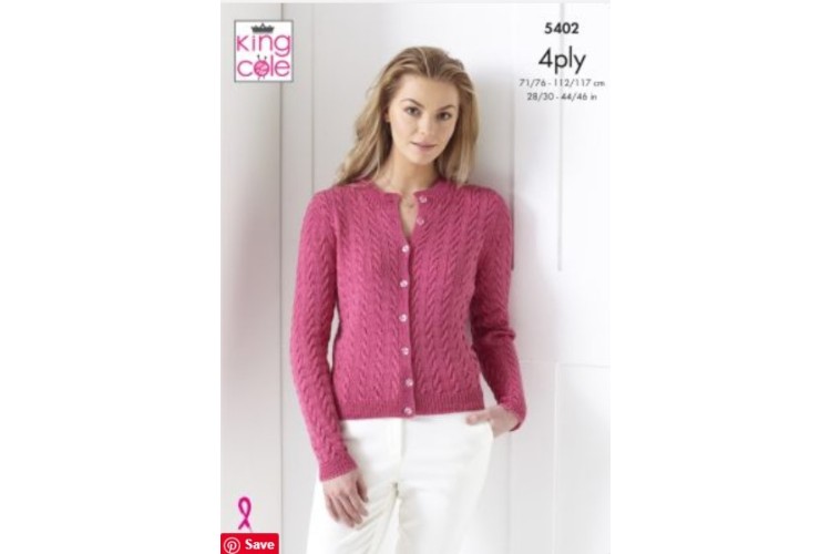 Cardigan & Slipover Knitted in Giza Cotton 4ply - 5402