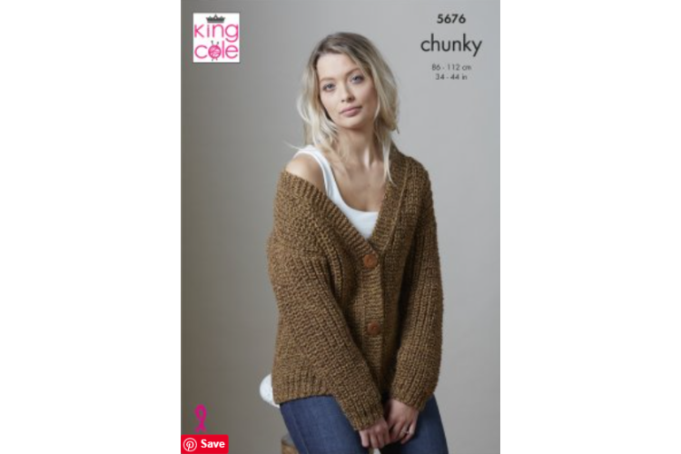 Cardigan & Sweater: Knitted in Big Value Poplar Chunky - 5676