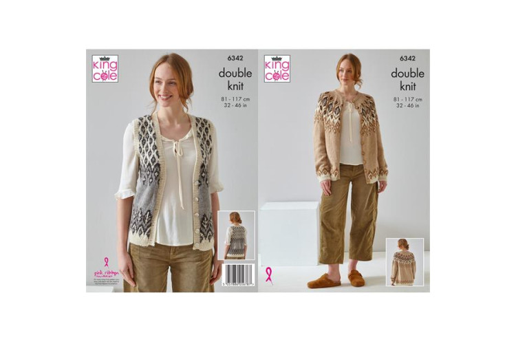 Cardigan & Waistcoat knitted in King Cole Natural Alpaca DK - 6342