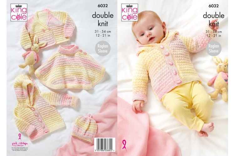 Cardigan, Cape, Jacket and Hat Knitted in Cutie Pie DK King Cole 6032