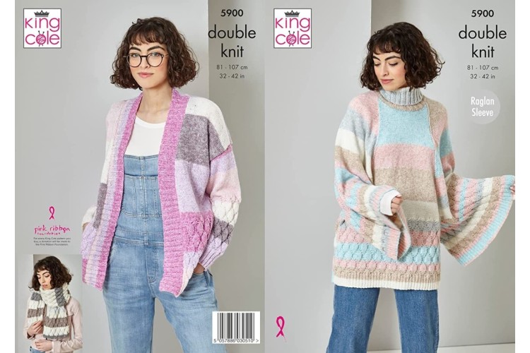 Cardigan, Sweater & Scarf Knitted in Harvest DK - 5900