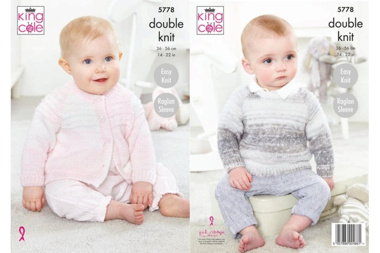 Cardigan and Sweater Knitted in Baby Pure DK - 5778