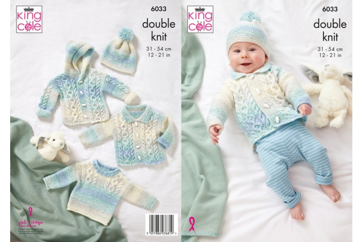 Jacket, Hat, Cardigan and Sweater Knitted in Cutie Pie DK 6033 King Cole