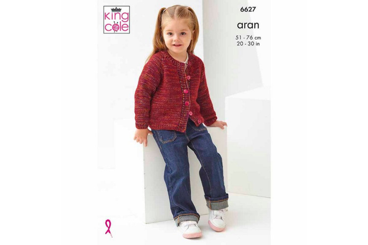 Cardigan and Sweater knitted in King Cole Aran - 6627