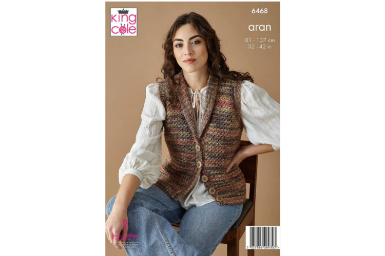 Cardigan and Waistcoat knitted in  King Cole  Homespun Prism Aran - 6468