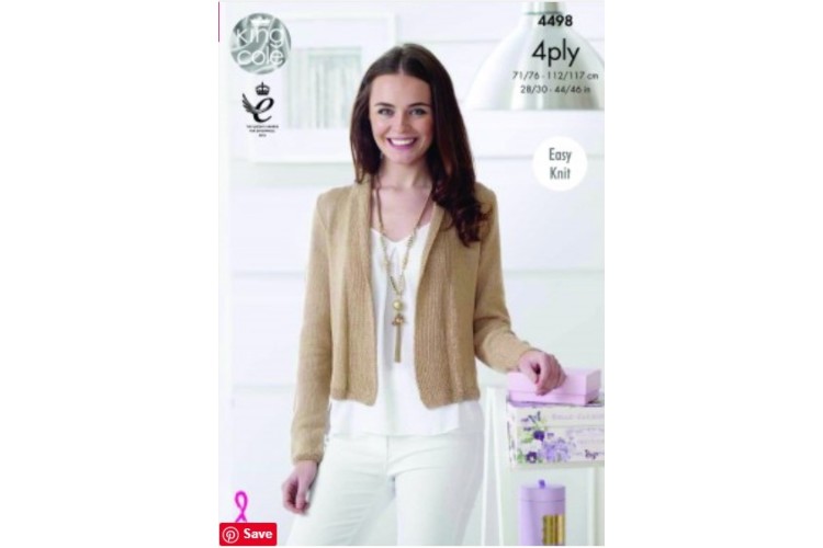 Cardigan and Waistcoat Knitted with Giza Cotton 4 Ply - 4498