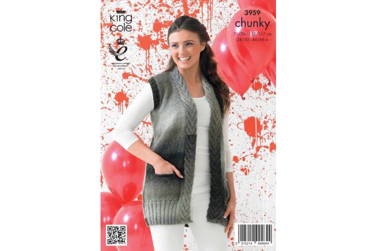 Cardigan and Waistcoat Knitted with Riot Chunky - 3959