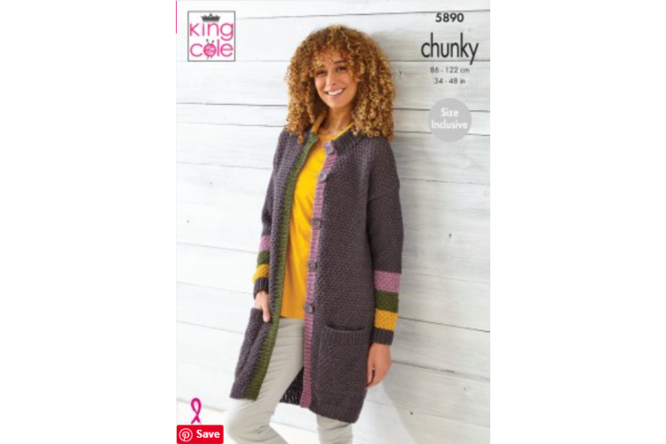 Cardigan/Coats Knitted in King Cole Wildwood Chunky - 5890