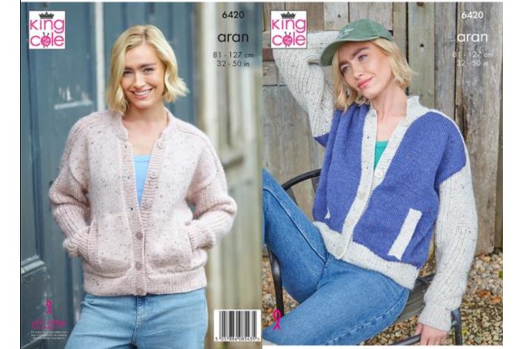 Cardigans: Knitted in King Cole Homespun Aran - 6420