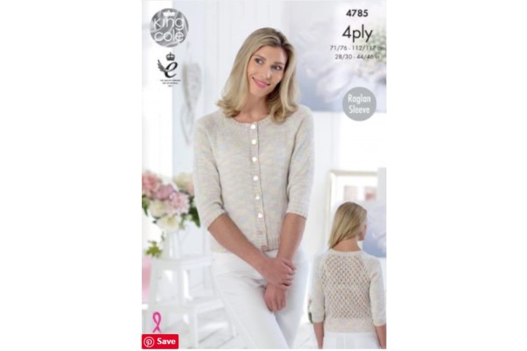 Cardigans Knitted with Giza Cotton Sorbet 4Ply - 4785
