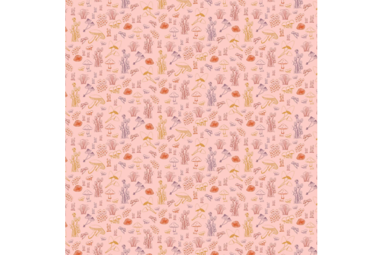 Celestial Gardens by Alexandra Bordallo - Forest Fungi – Rose 112cm Wide 100% Cotton