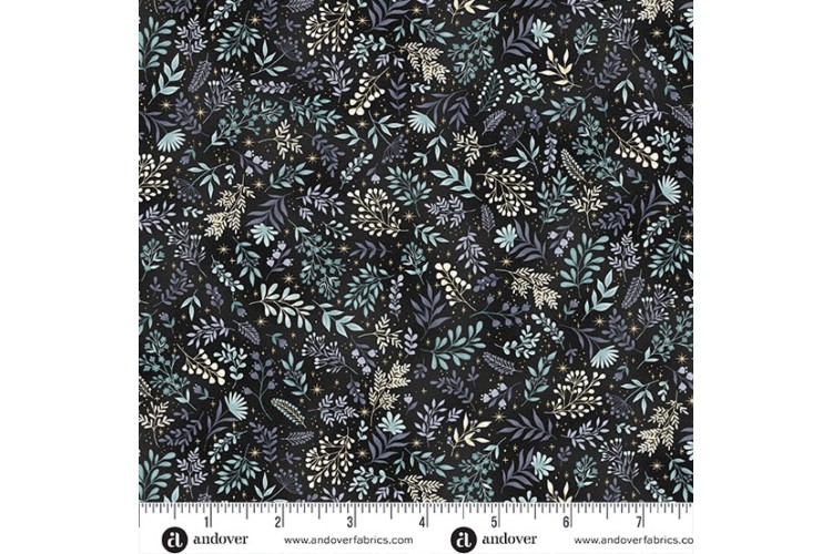 Charmed by Makower UK Flora Black 100% Cotton 112cm 