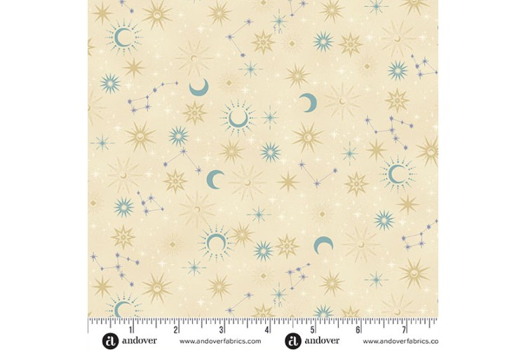 Charmed by Makower UK Galaxy Cream 100% Cotton 112cm