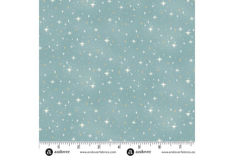 Charmed by Makower UK Shimmer Teal 100% Cotton 112cm