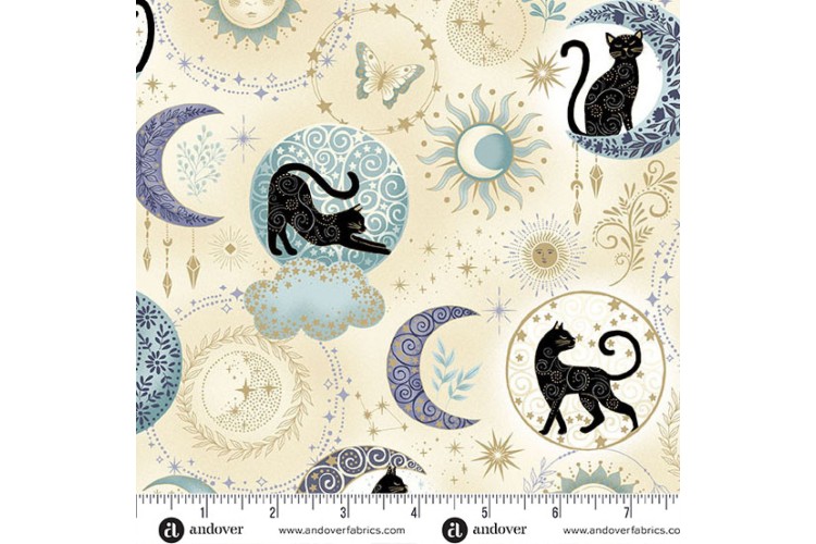 Charmed by Makower UK Twilight Cream 100% Cotton 112cm