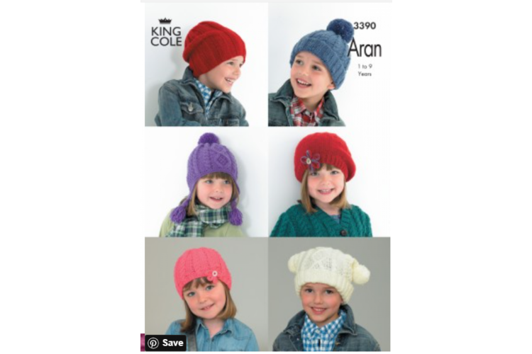 Children’s Hats Knitted in Comfort Aran 3390