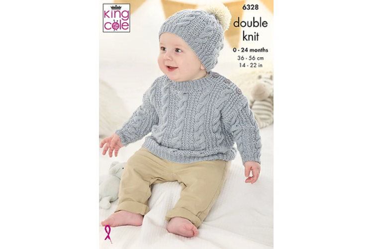Children’s Sweater, Sleeveless Top & Hat Knitted in King Cole Comfort DK - 6328