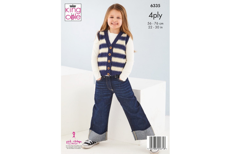 Children's Slipover & Waistcoat: Knitted in King Cole Tiptoe 4Ply - 6335