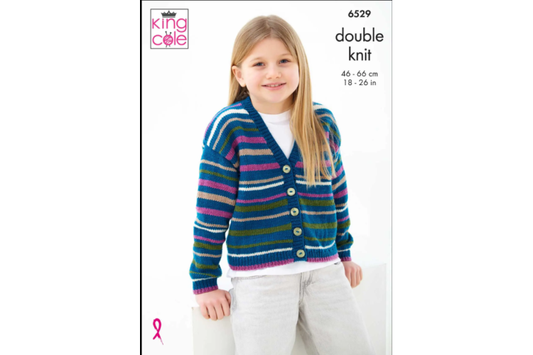 Childrens Cardigan Knitted in King Cole Cherished DK - 6529