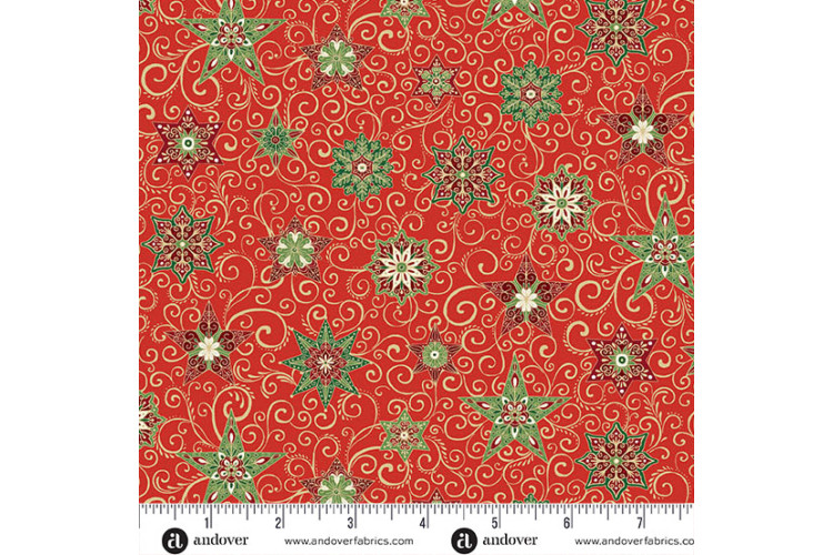 Christmas - Adorn by Makower UK - Star Red 100% Cotton 112cm Wide