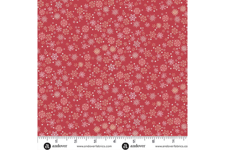 Christmas - Country Christmas by Makower UK - Frosty Red 100% Cotton 112cm Wide