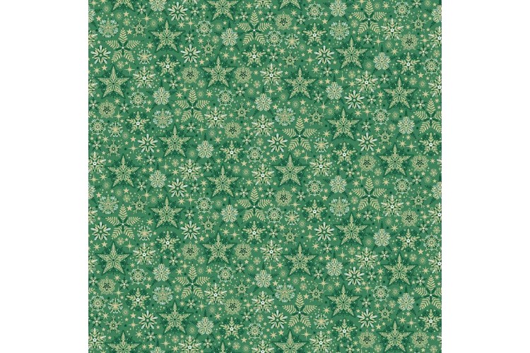 Christmas - Good Tidings by Makower UK - Frosty Green 100% Cotton 112cm Wide