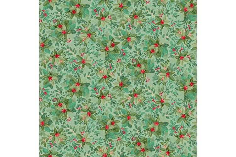 Christmas - Good Tidings by Makower UK - Holly Bush Mid Green 100% Cotton 112cm Wide