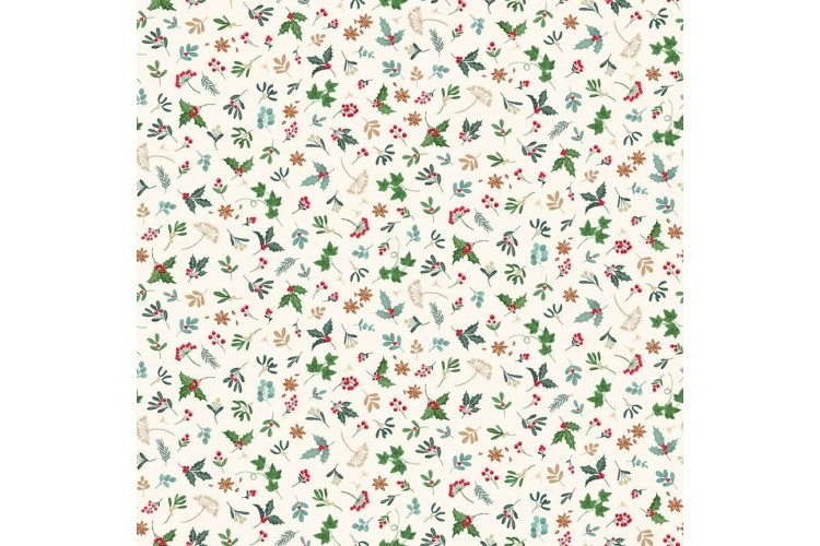 Christmas - Good Tidings by Makower UK - Sprig Cream 100% Cotton 112cm Wide