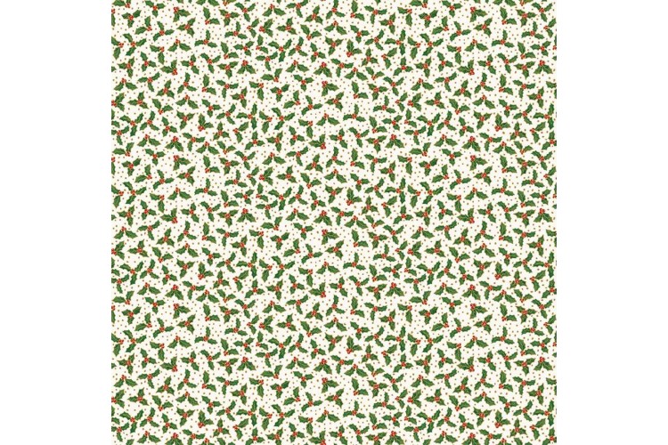 Christmas - Jolly Saint Nick by Makower UK -  Holly Berry Cream 100% Cotton 112cm Wide