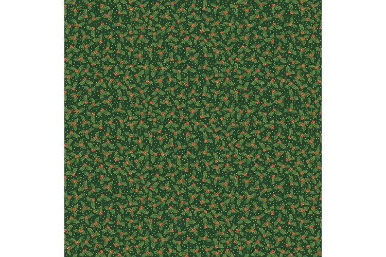 Christmas - Jolly Saint Nick by Makower UK -  Holly Berry Green 100% Cotton 112cm Wide
