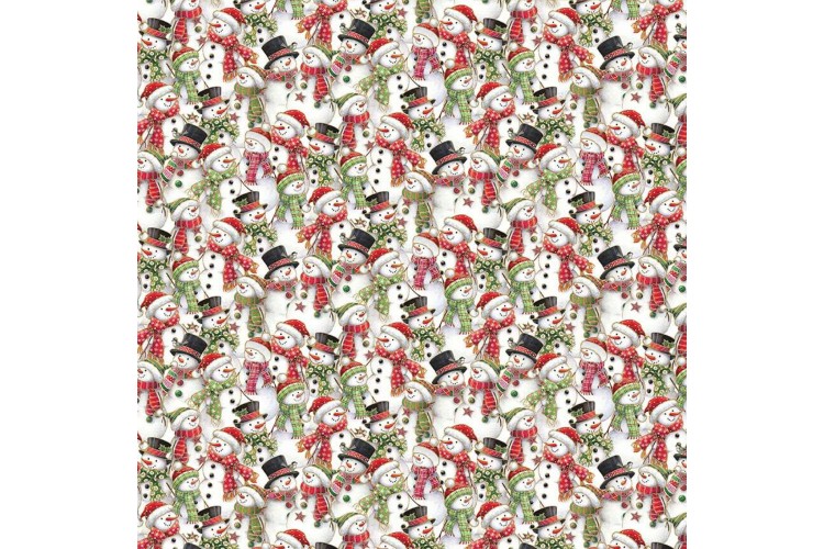 Christmas - Jolly Saint Nick by Makower UK -  Snowman Parade 100% Cotton 112cm Wide