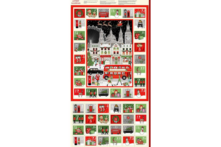 Christmas - London Advent by Makower UK- Advent Calendar 60cm x 112cm 100% Cotton