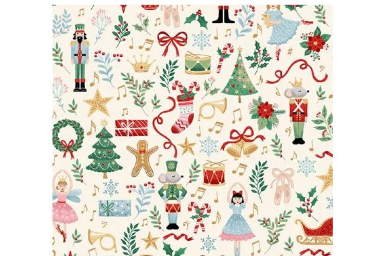 Christmas - The Nutcracker by Makower UK - Fairytale Cream 100% Cotton 112cm Wide