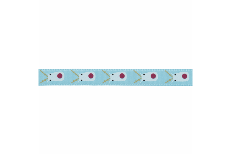 Christmas Blue Satin Rudolph Ribbon 10mm