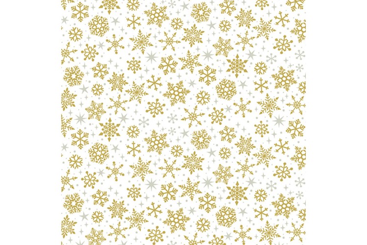Christmas Essential Gold Snowflake 100% Cotton 112cm Wide 