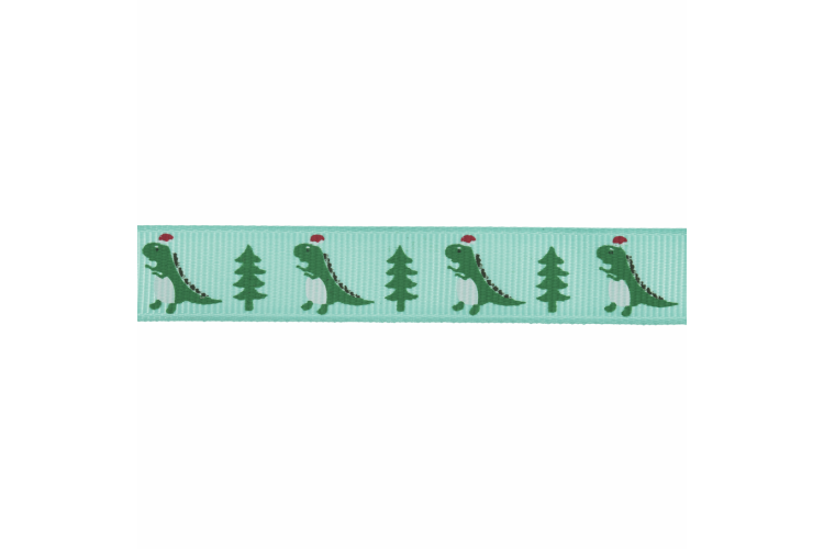 Christmas Grosgrain Dinosaurs Ribbon 15mm