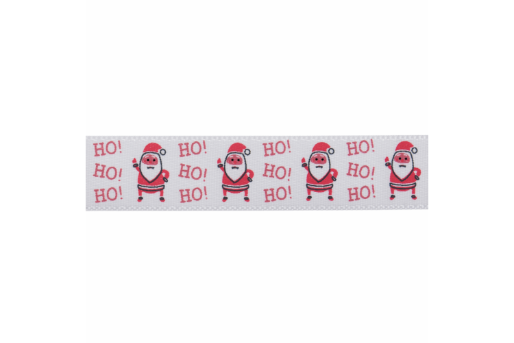 Christmas Ho Ho Ho Santa Satin Ribbon 15mm