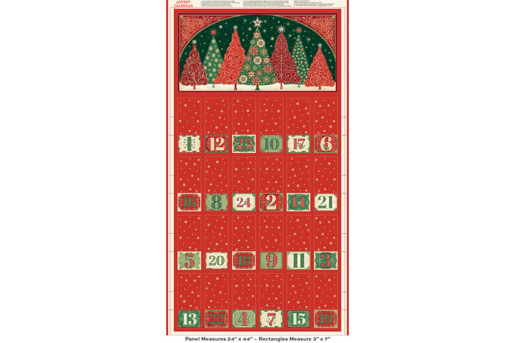 Christmas Panel - Adorn by Makower UK - Advent Multi 100% Cotton 60cm x 112cm