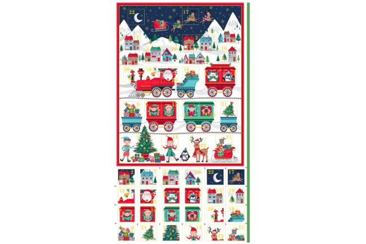Christmas Panel - Santa Express by Makower UK -  Advent Multi 100% Cotton 60cm x 112cm